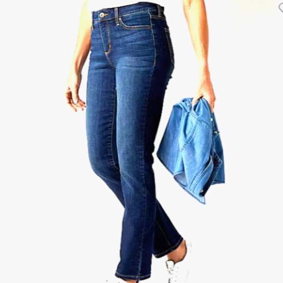 St. John's Bay Straight Leg Mid-Rise Blue Jeans Womens 8 #20L - Picture 1 of 10